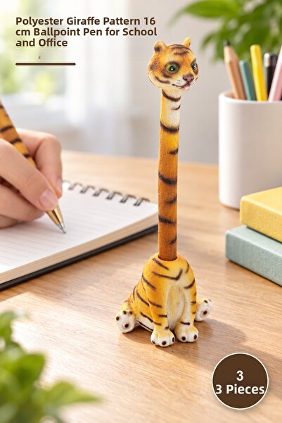 Yenilig 3 Pieces of Ballpoint Pens – Polyester Body with Lion Pattern 16 cm W...