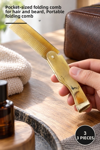 Yenilig 3 Pieces Foldable Bone Comb – Pocket Size Folding Design Hair and Bea...