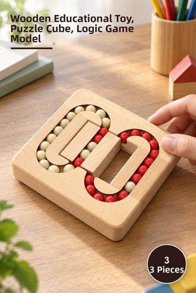 Yenilig 3 Pieces Wooden Educational Rubik's Cube – Wooden Educational Toy, Pu...