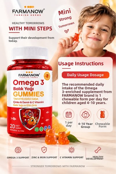 FARMANOW Omega 3 Fish Oil Epa-Dha Chewable Gel Form 20 Gummies