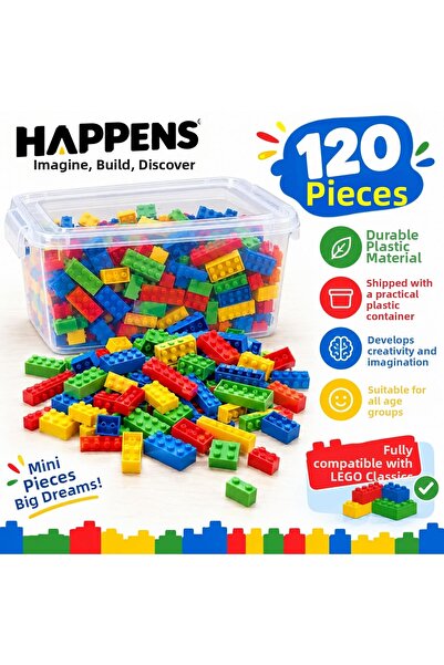 HAPPENS 120 Pieces Building Blocks Educational Building Toy – Colorful Combin...