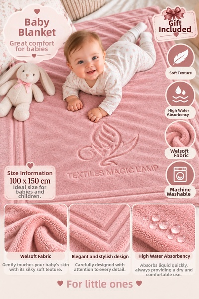TEXTİLES MAGİC LAMP Baby Blanket 100X150 cm Welsoft Soft Textured Warm Blanke...