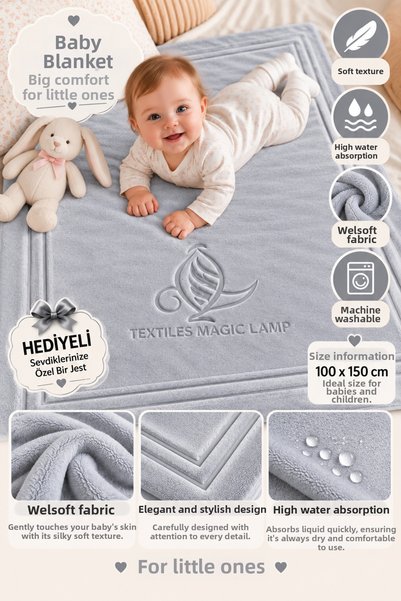 TEXTİLES MAGİC LAMP بطانية أطفال مقاس 100x150 سم من ويلسوفت، ناعمة الملمس ودا...
