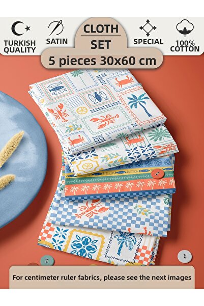 FabricMarket Σετ πάνελ από 100% βαμβακερό ύφασμα, 5 διαφορετικά σχέδια 30x60 ...
