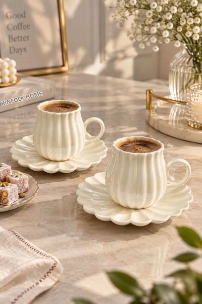 YzHome 2-Person Luxury Porcelain Luster Coffee Cup Set 90ml