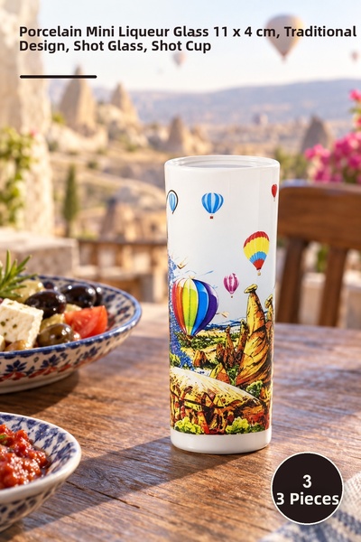 Yenilig 3 قطع من أكواب الشوت التقليدية - كوب خمر صغير من البورسلين 11 × 4 سم،...