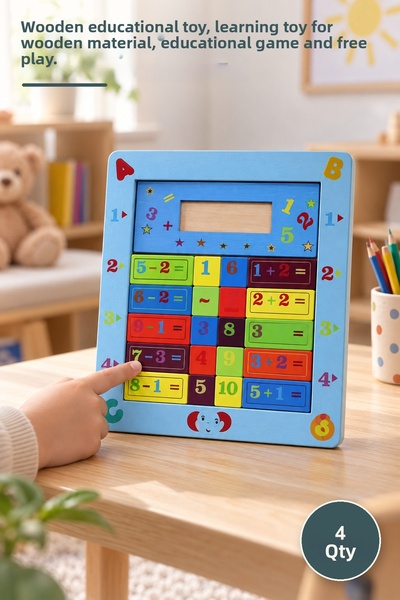 Yenilig 4 pieces wooden educational toy - wooden material, educational game a...