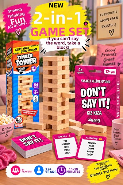OYUNKAFASI 2-Piece Girls' Game Set Don'T Say It Banned Word Game + 54 Piece W...