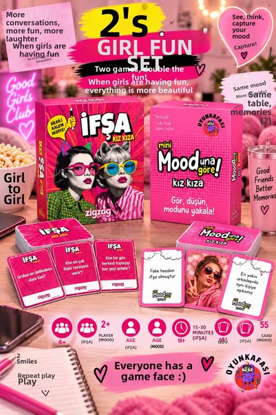 OYUNKAFASI 2-Pack Girl's Joy Game Set: Confession Girl to Girl + Fun Card Gam...