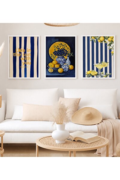 VOBA STORE SET DE PICTURĂ DECORATIVĂ CU TEMATICĂ LĂMÂIE, CU CADRU, 3 PIESE