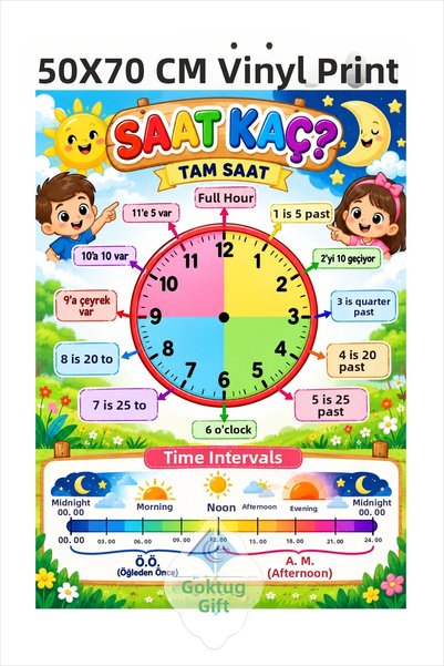 Göktuğ Hediyelik Time Measurements Educational School Board Day Week Month Season Year Class Board 50X70 cm