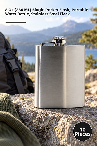 Yenilig 10 stainless steel flasks - 8 oz (236 ml) single flask, portable wate...