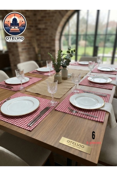 OTELVIO 6-Piece Plaid / Gingham Pattern Multi-Purpose Table Serving and Kitch...