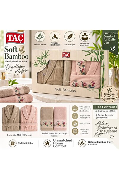 BOZBEYLER 4-Piece Towel Bathrobe Family Set |   Cotton |   Embroidered |   Do...