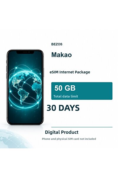 Generic Brand باقة الإنترنت ماكاو eSIM 50 جيجابايت لمدة 30 يومًا