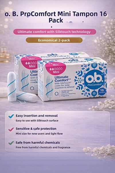 Tivoa O.B. Procomfort Mini Tampon 16 Pieces 2 Pack with Ultimate Comfort Silk...
