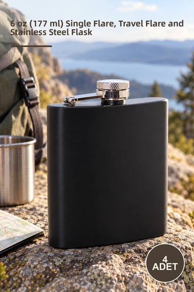 Yenilig 4 pieces stainless steel flask - 6 oz (177 ml) single flask, travel f...