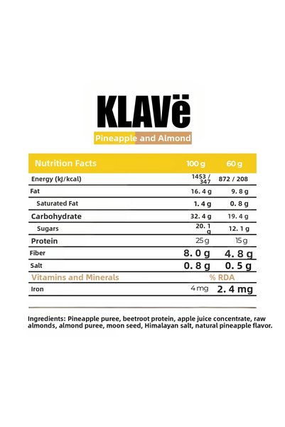 KLAVë High Protein Bar Karma - 60 g X 3 Pieces - 15g Protein, Vegan and Gluten-Free