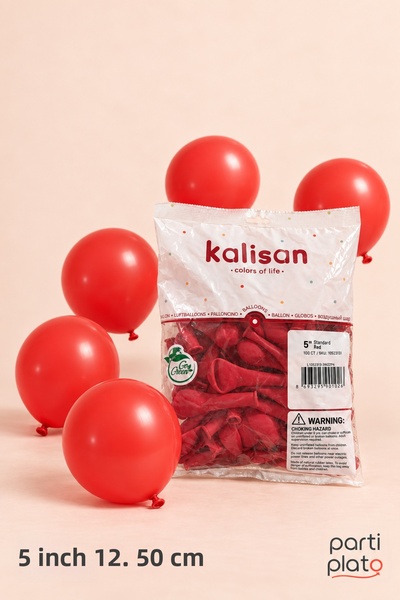 Kalisan Standard Red Mini Latex Balloon 5 Inch 12.50 cm Pack of 100, Balloon ...