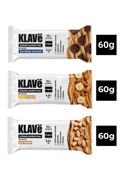 KLAVë High Protein Bar Karma - 60 g X 3 Pieces - 15g Protein, Vegan and Gluten-Free