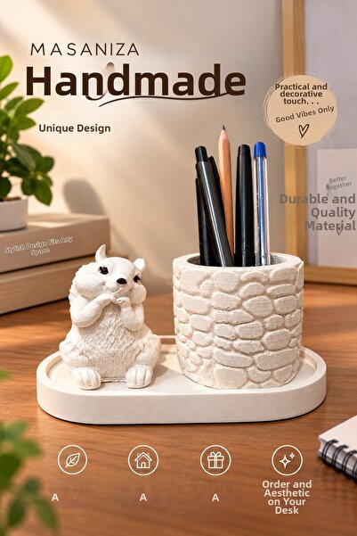 YASMELLA HOME Decorative Squirrel Figured Pen Holder and Pen Organizer – Styl...