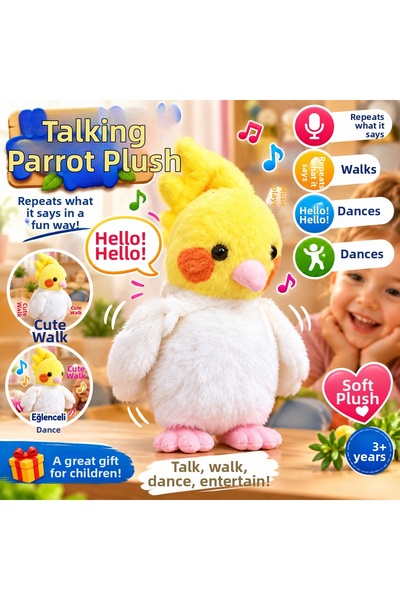 TRUST STORE Talking and Repeating Parrot Plush 25 cm Walking Sound Recording ...