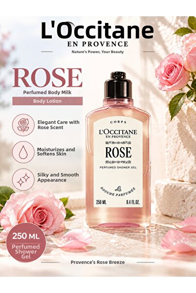 L'Occitane لوشن الجسم بالورد 250 مل - عناية مرطبة وملطفة للبشرة برائحة الورد