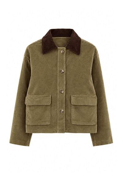 Trendyol Collection Dark Beige Corduroy Jacket Twoaw27Ce00057