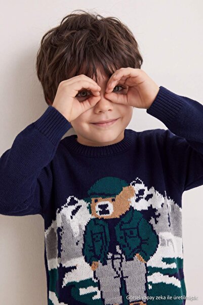 TRENDYOLKIDS Navy Blue Boy's Sweater Tkdaw27Kz00023