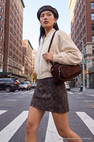 Trendyol Collection Dark Brown Mini Faux Leather Skirt Tpraw27Et00013