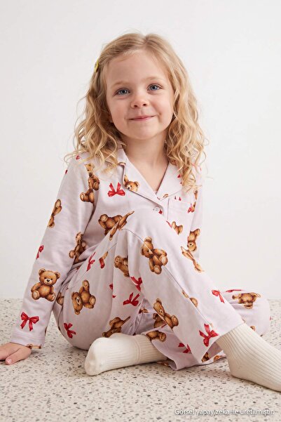TRENDYOLKIDS طقم بيجامة بناتي من إكرو TKDAW27PT00014