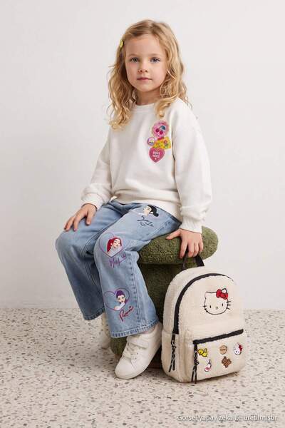 TRENDYOLKIDS Ecru Printed Knitted Sweatshirt Tkdaw27Sw00081