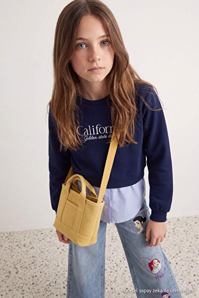 TRENDYOLKIDS Lacivert Kız Çocuk Örme Sweatshirt TKDAW27SW00040