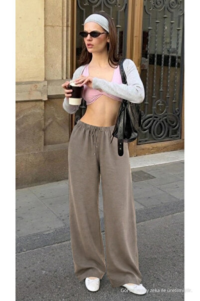 DAMGA JEANS Γυναικείο καλοκαιρινό λινό παντελόνι Jogger Mink Ayrobin