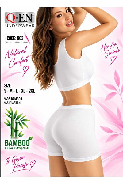 Q-EN Women's White Bamboo Mini Leggings 803