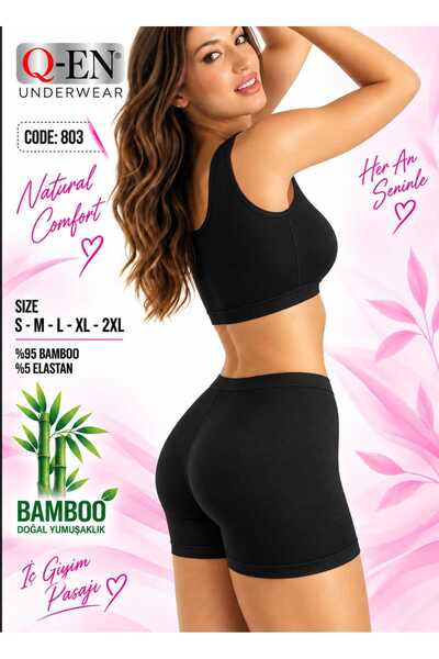 Q-EN Women's Bamboo Non-marking Short Tights 803 Black