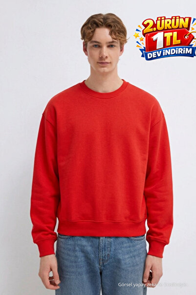 DAMGA JEANS Hanorac roșu organic Trend cu 3 fire pentru bărbați