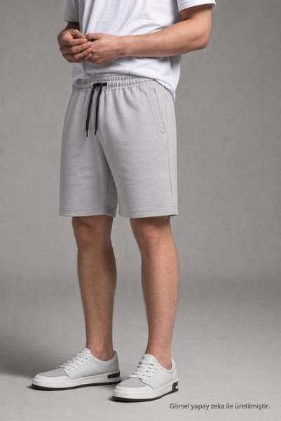 DAMGA JEANS Pantaloni scurți gri de bază pentru bărbați, din bumbac, cu talie...
