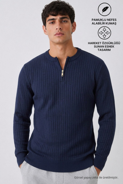 DAMGA JEANS Pulover din tricotaj pentru bărbați, din bumbac, cu dungi, anti-p...
