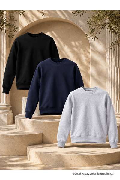 DAMGA JEANS 3 броя мъжки дебели зимни премиум суичъри с 3 нишки