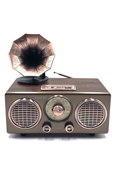 Sezy Gramofon Görünümlü Şarjlı Ahşap Bluetooth Speaker Nostaljik Hoparlör FM ...