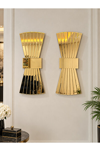 efe ayna dekor 35x85 cm Fiyonk Model GOLD Yan Ayna (2 adet) ( duvar saatleri ...