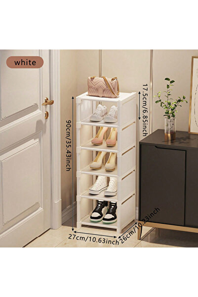 Choice3 White 6 layers Shoe rack Small shoe cabinet widened against the wall ...