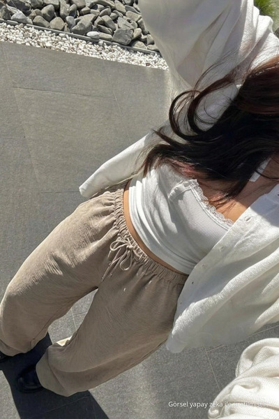 DAMGA JEANS Γυναικείο καλοκαιρινό λινό παντελόνι από βιζόν