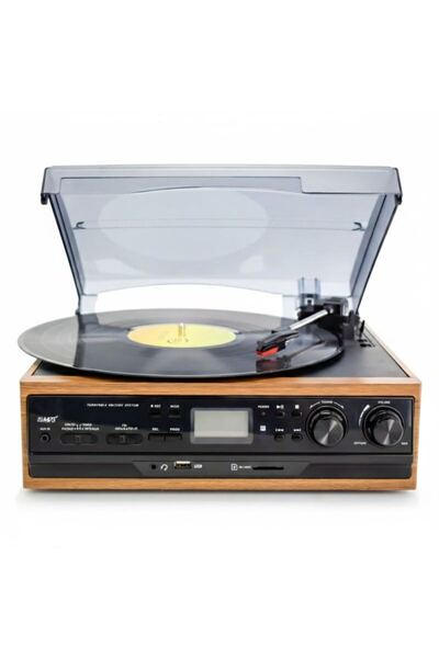 Sezy Ahşap Pikap Radyo, Kaset, Usb, Sd, Bluetooth FM Radyo Retro Plak Çalar