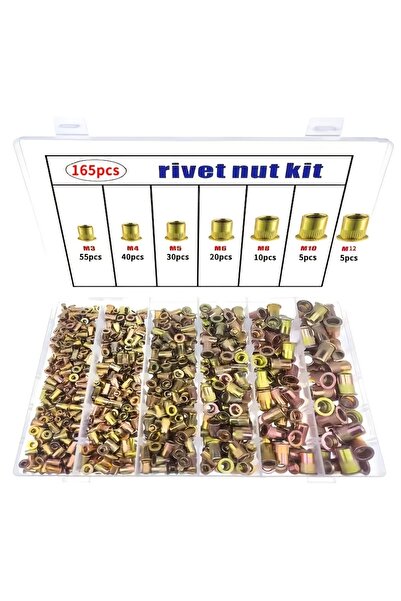 Choice 165pcs box 165pcs Rivet Nut Kit - Carbon Steel Galvanized M3-M10 Slott...