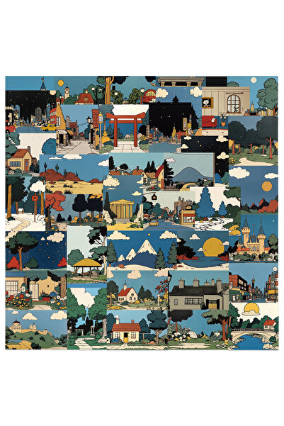 Choice 50PCS 50PCS Retro Cartoon Landscape Graffiti Stickers For Laptop Guita...