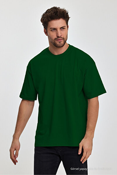 COMBİNE MİCHAİL Ανδρικό μπλουζάκι Oversize Fit Thick Fabric Textured Crew Neck