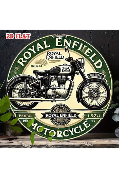 Choice 20x20 2D Flat, 1pc Vintage Royal Enfield Motorcycle Metal Tin Sign - 7...