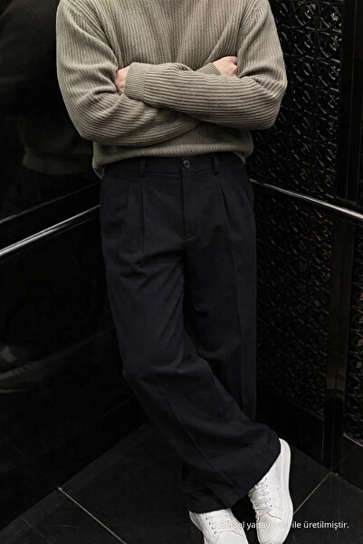 COMBİNE MİCHAİL Men's Wide Leg Loose Black Baggy Pants